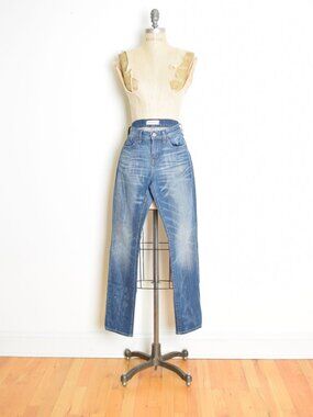Madewell jeans slim boyjean blue denim straight leg skinny distressed 26 XS